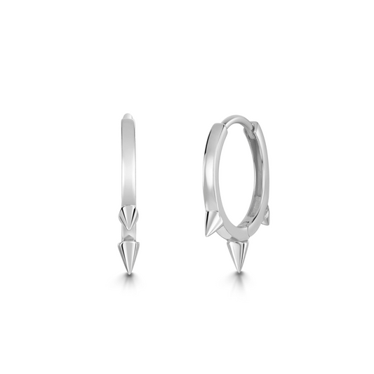 9k solid white gold 10mm plain spike huggie earring pair Earring Pairs Laura Bond Maria Tash astrid miyu