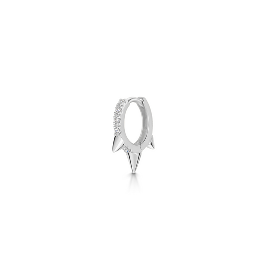 9k solid white gold 6mm mini crystal spike huggie earring Huggies and Hoops Laura Bond Maria Tash astrid miyu