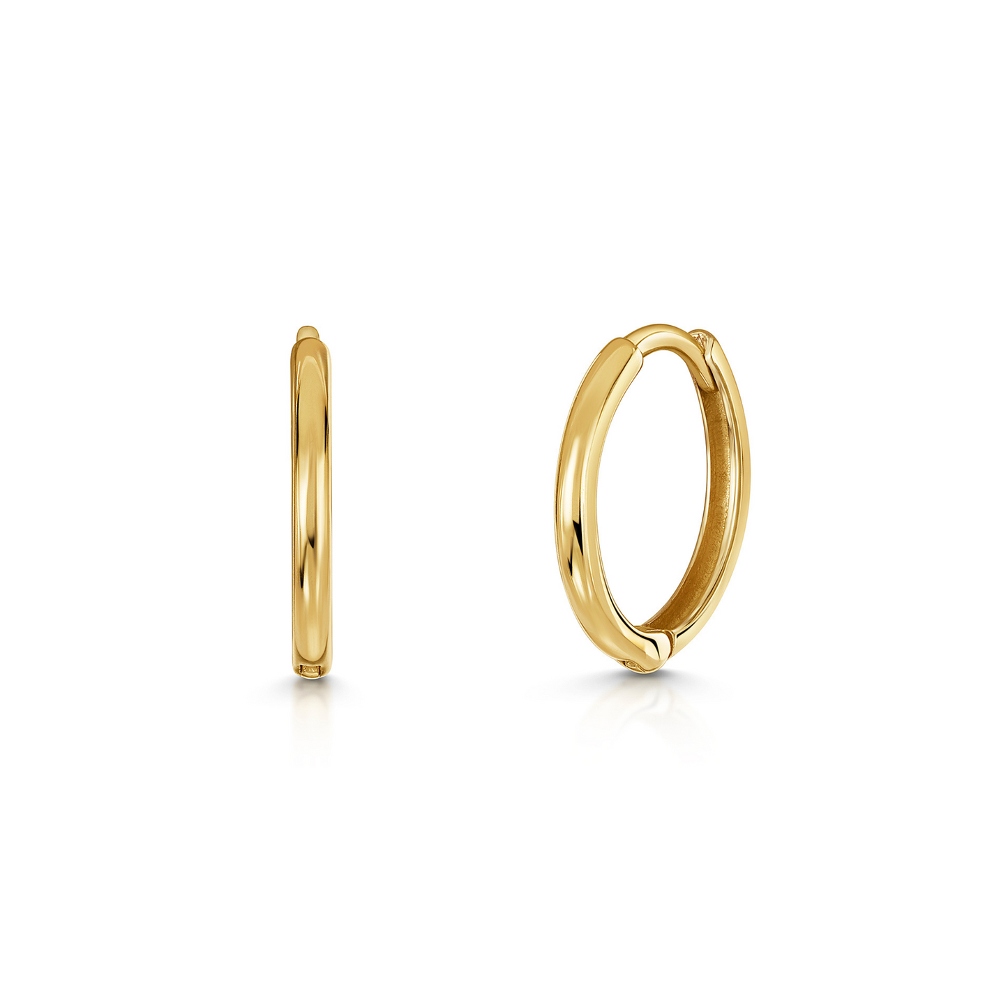 9k solid yellow gold 10mm slim simple huggie earring pair