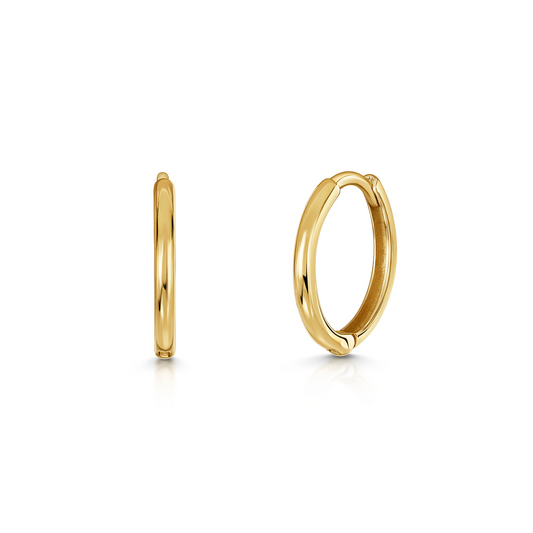 9k solid yellow gold 10mm slim simple huggie earring pair Earring Pairs Laura Bond Maria Tash