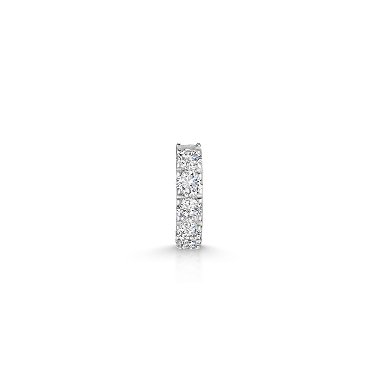 9k solid white gold 6mm simple crystal mini huggie earring