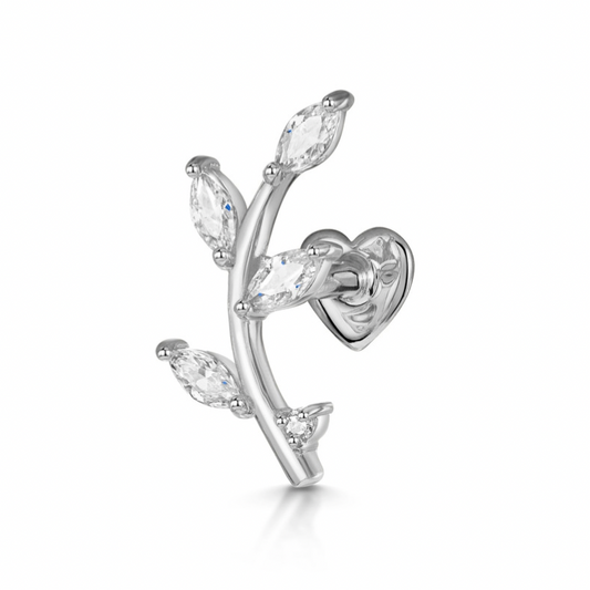 9k solid white gold vine garland flat back climber stud earring 6mm Cartilage Studs Laura Bond Maria Tash astrid miyu