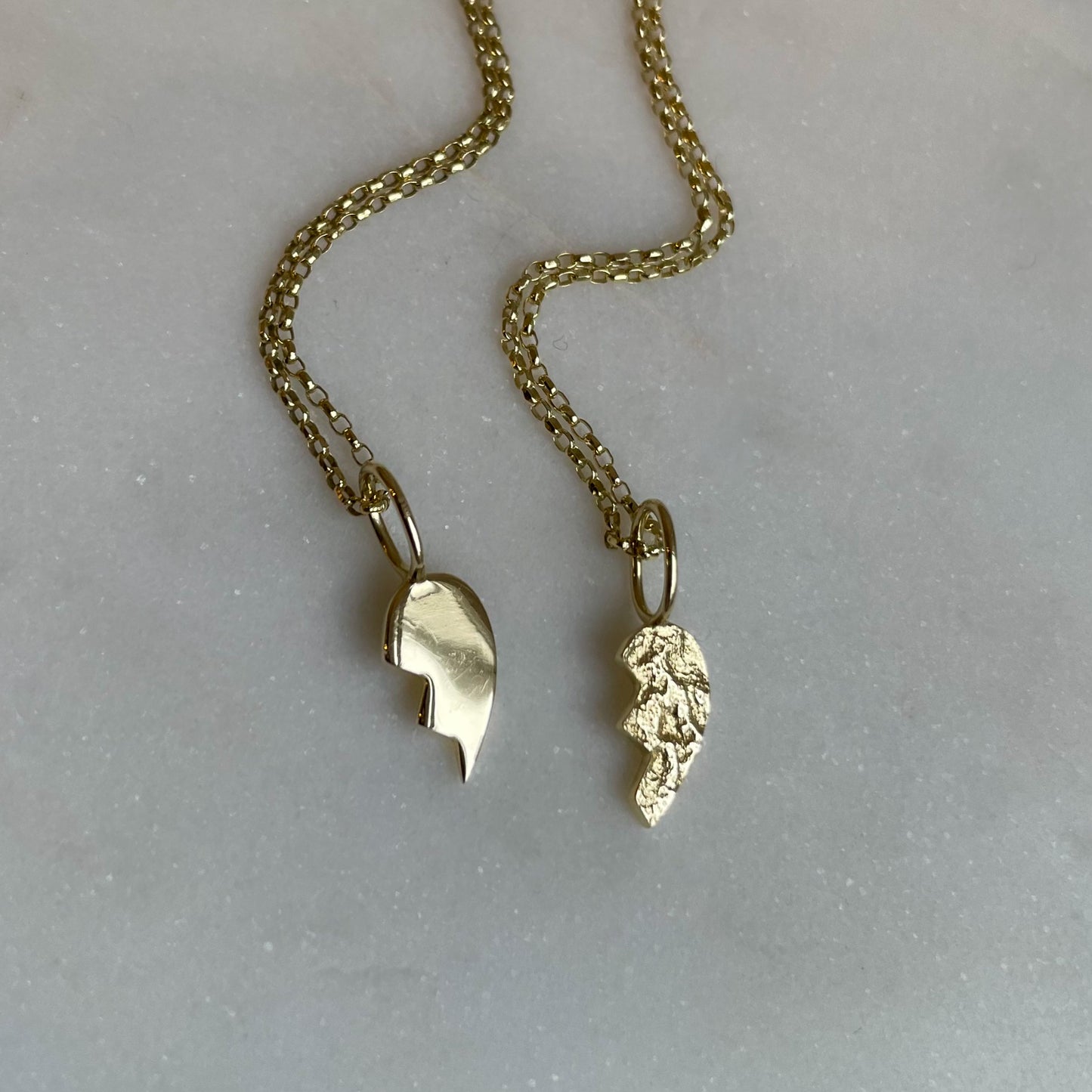9k solid yellow gold BFF friendship pendants set