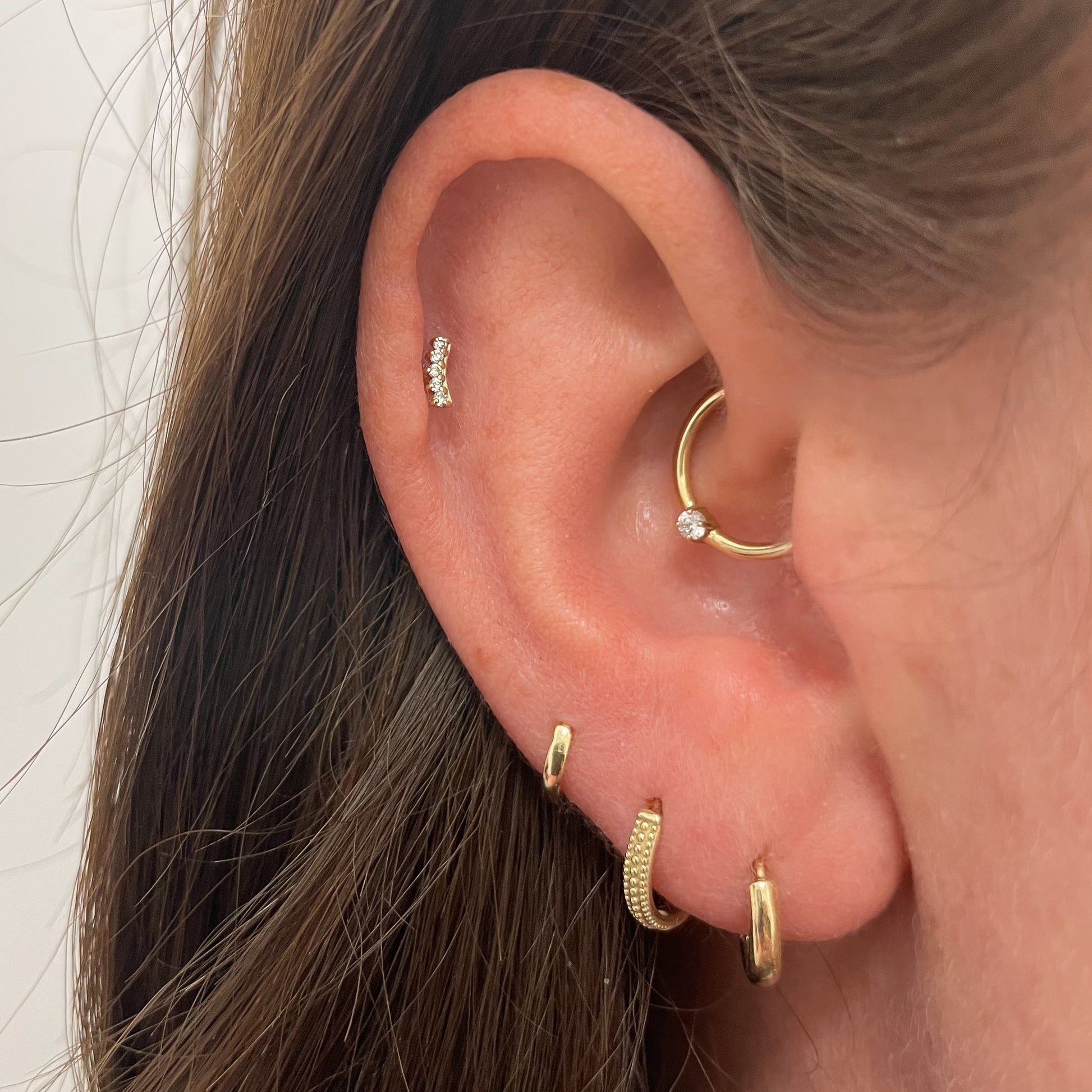 9k solid yellow gold 5mm simple teeny tiny huggie earring Huggies and Hoops Laura Bond Maria Tash astrid miyu