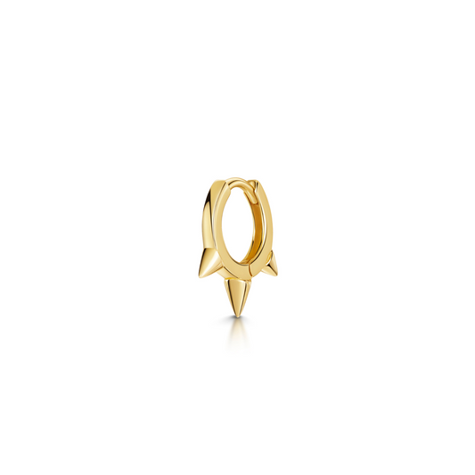 9k solid yellow gold 6mm mini plain spike huggie earring