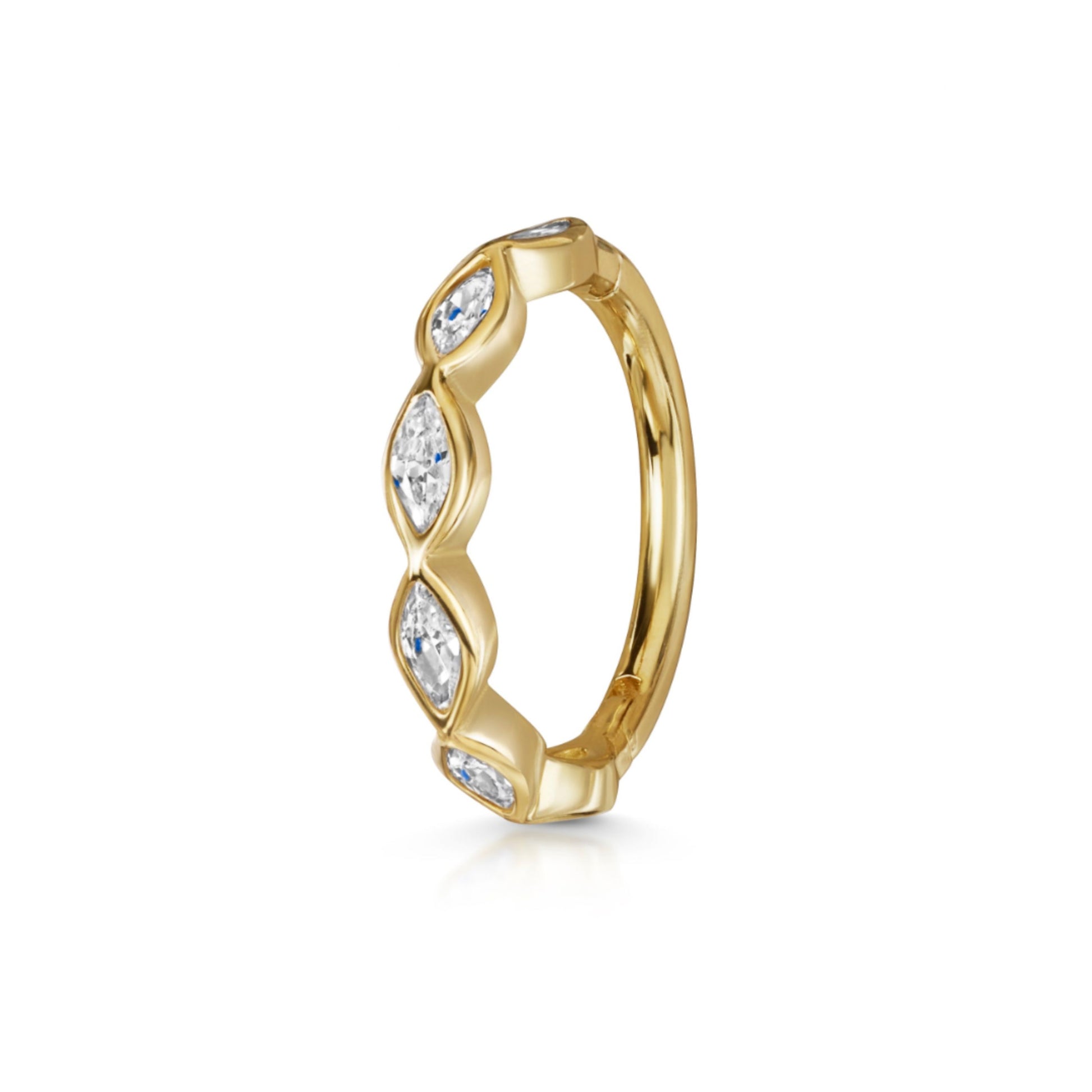 14k solid yellow gold 16g marquise crystal clicker hoop earring Huggies and Hoops Laura Bond Maria Tash astrid miyu