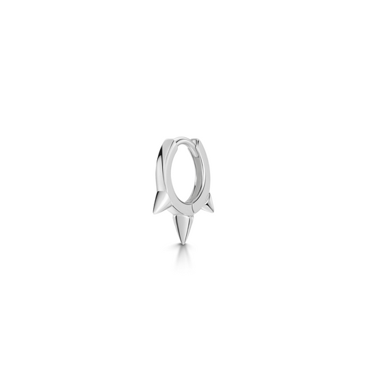 9k solid white gold 6mm mini plain spike huggie earring