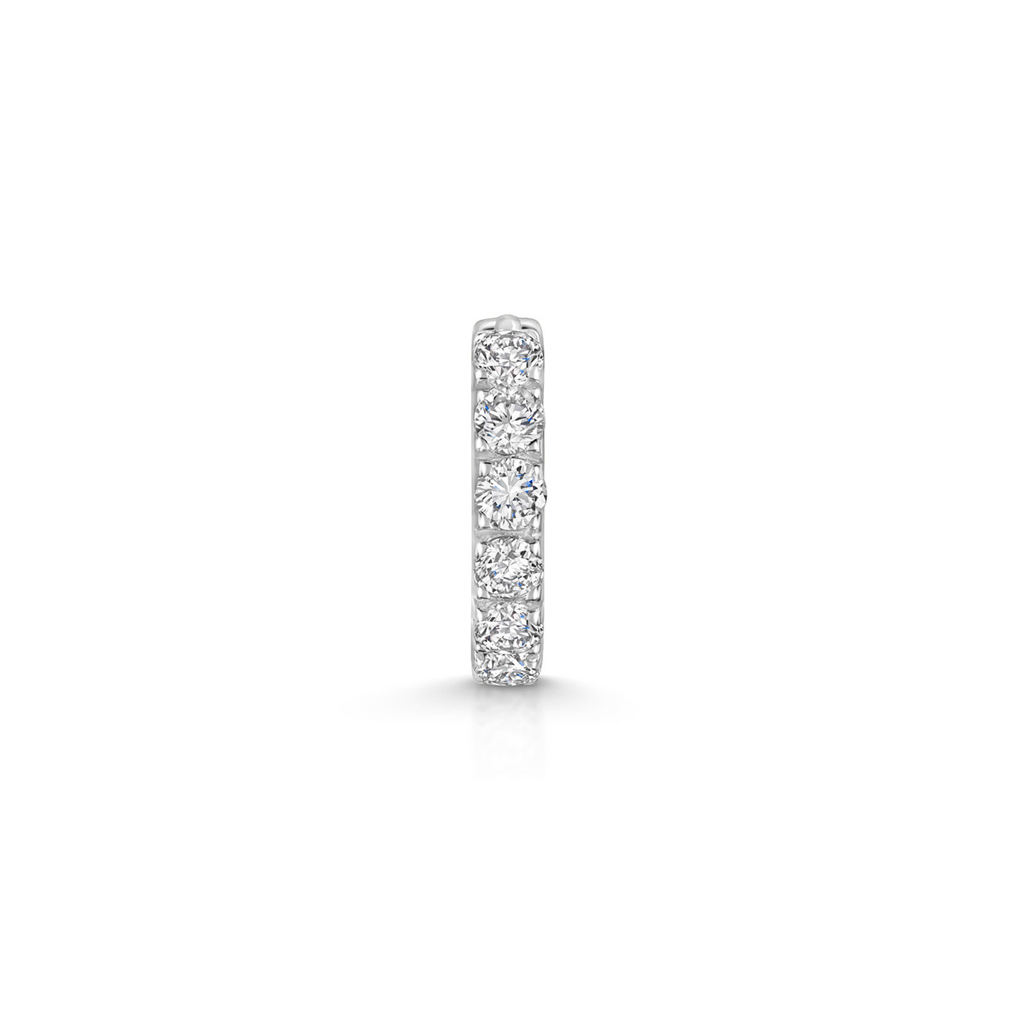9k solid white gold 8mm simple crystal huggie earring