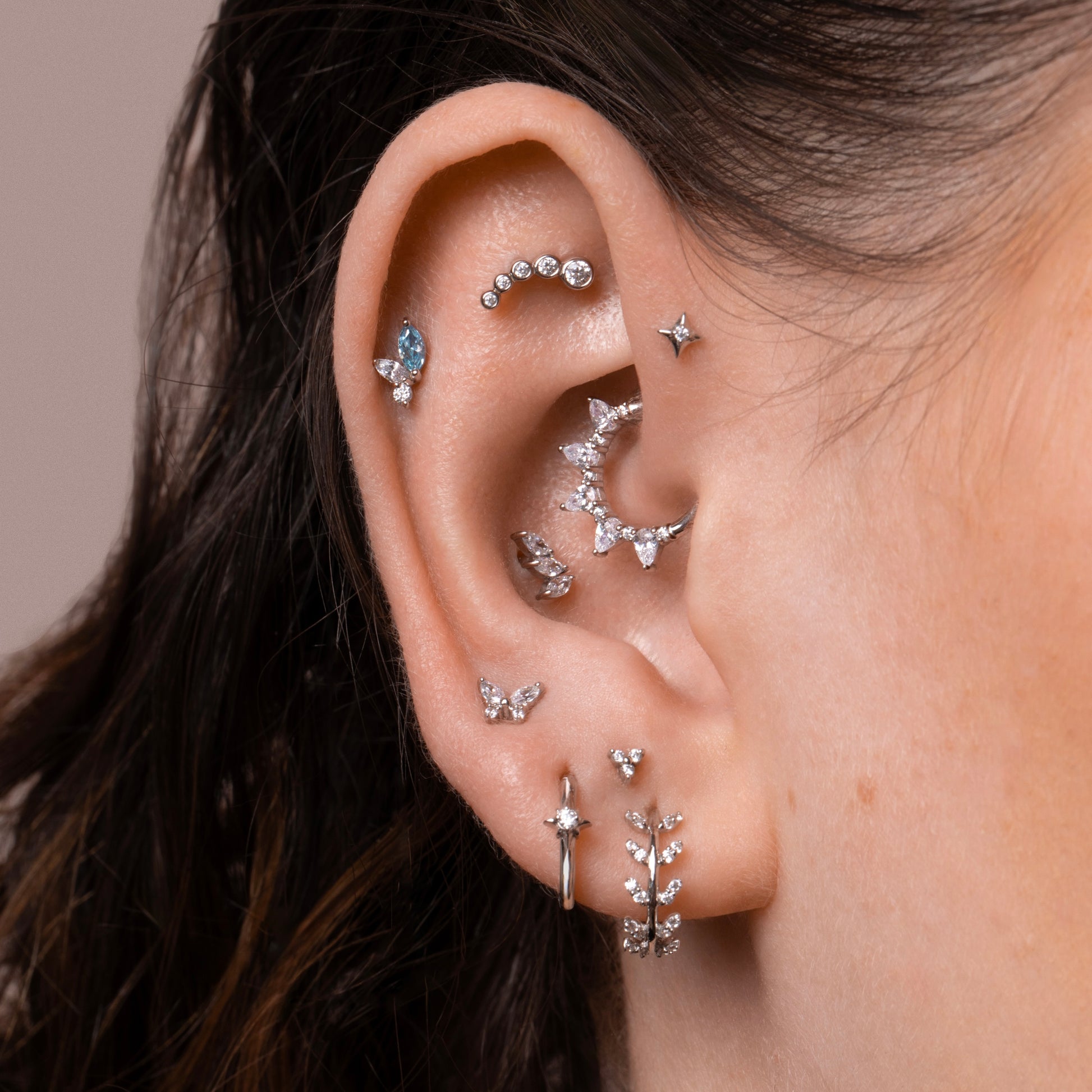 astrid miyu 14k solid white gold 9mm Dreamer pear cut hoop daith or septum Laura Bond