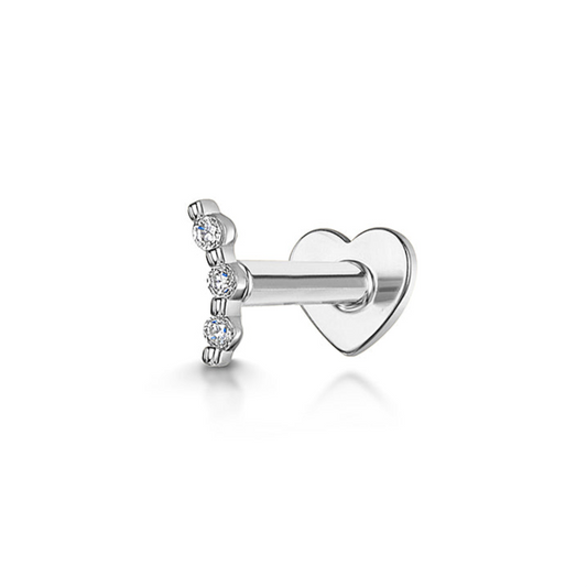 14k solid white gold tiny pixie flat back labret stud earring 8mm Cartilage Studs Laura Bond Maria Tash astrid miyu