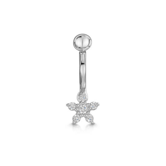 9k solid white gold Daisy Flower banana bar Banana Bars Laura Bond Maria Tash astrid miyu