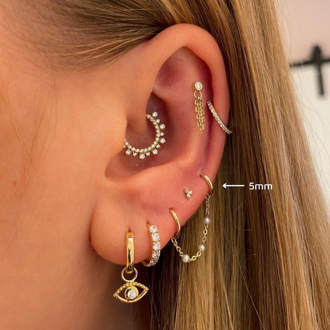 9k solid yellow gold 18g clicker hoop earring Huggies and Hoops Laura Bond Maria Tash astrid miyu