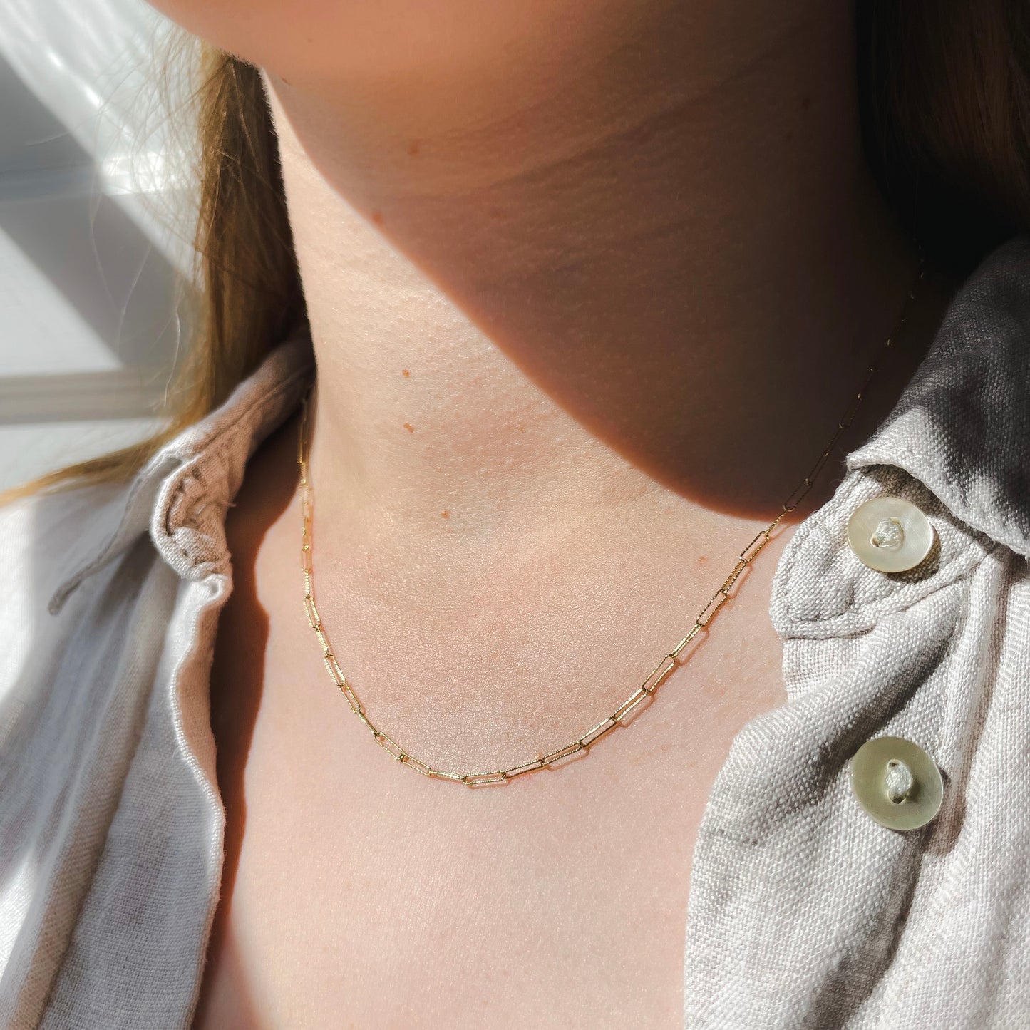 9k solid yellow gold 18" paperclip necklace chain