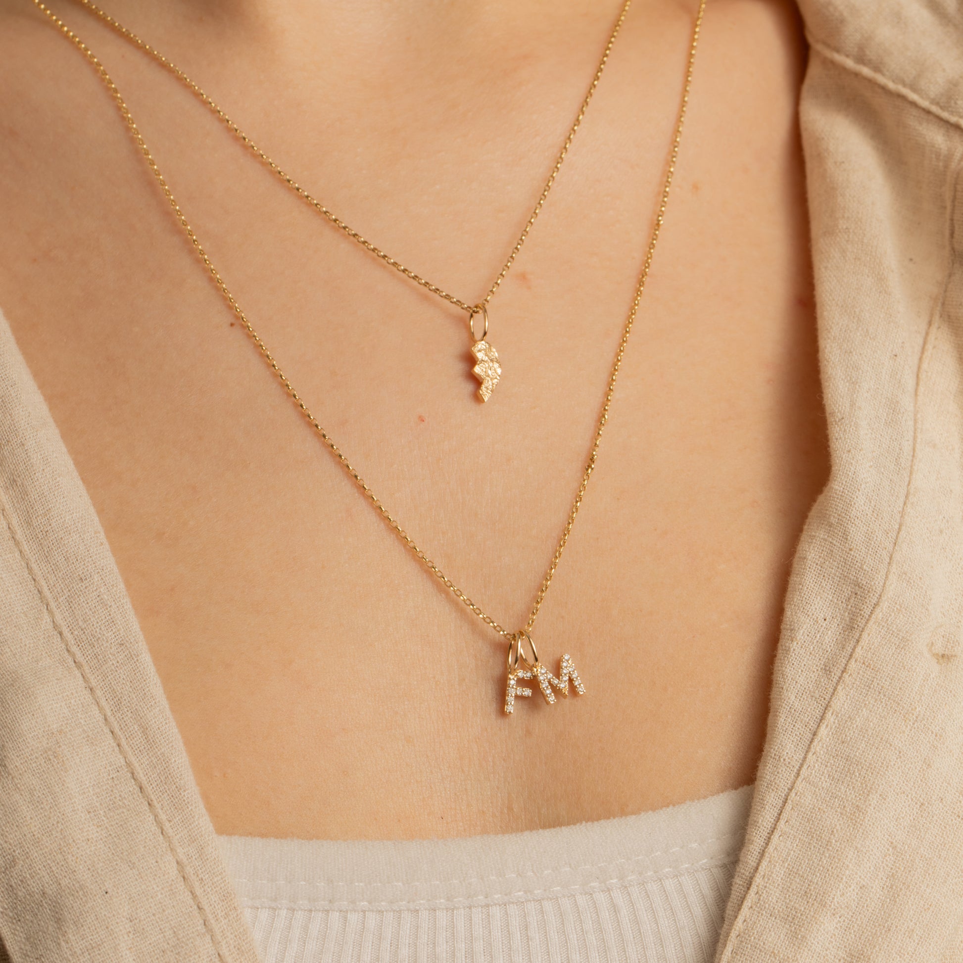 9k Tiny Letter Charm D