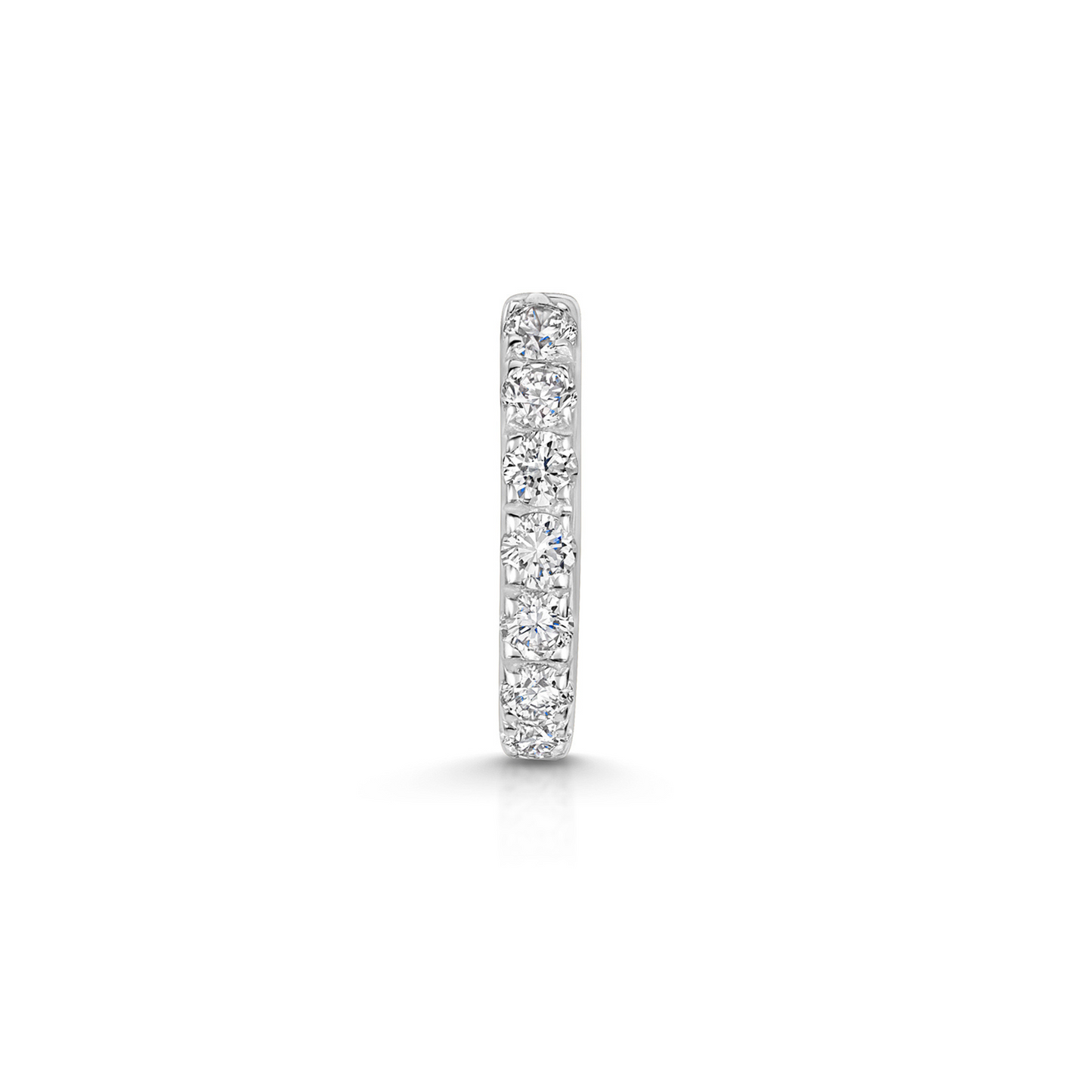 9k solid white gold 10mm simple crystal huggie earring