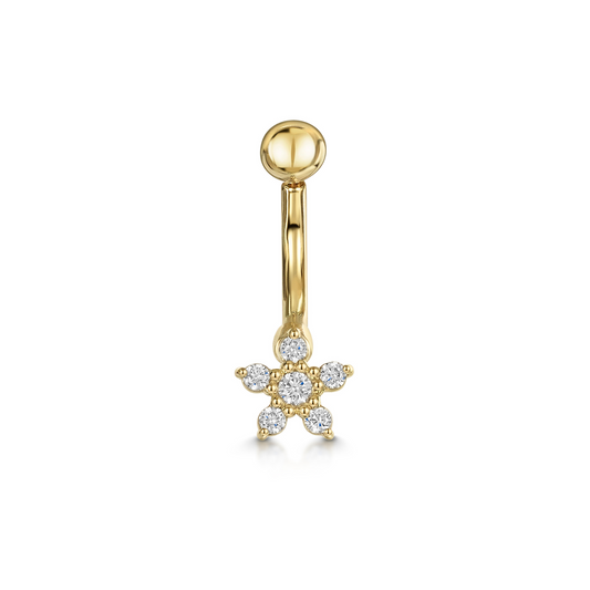 9k solid yellow gold Daisy Flower banana bar Banana Bars Laura Bond Maria Tash astrid miyu