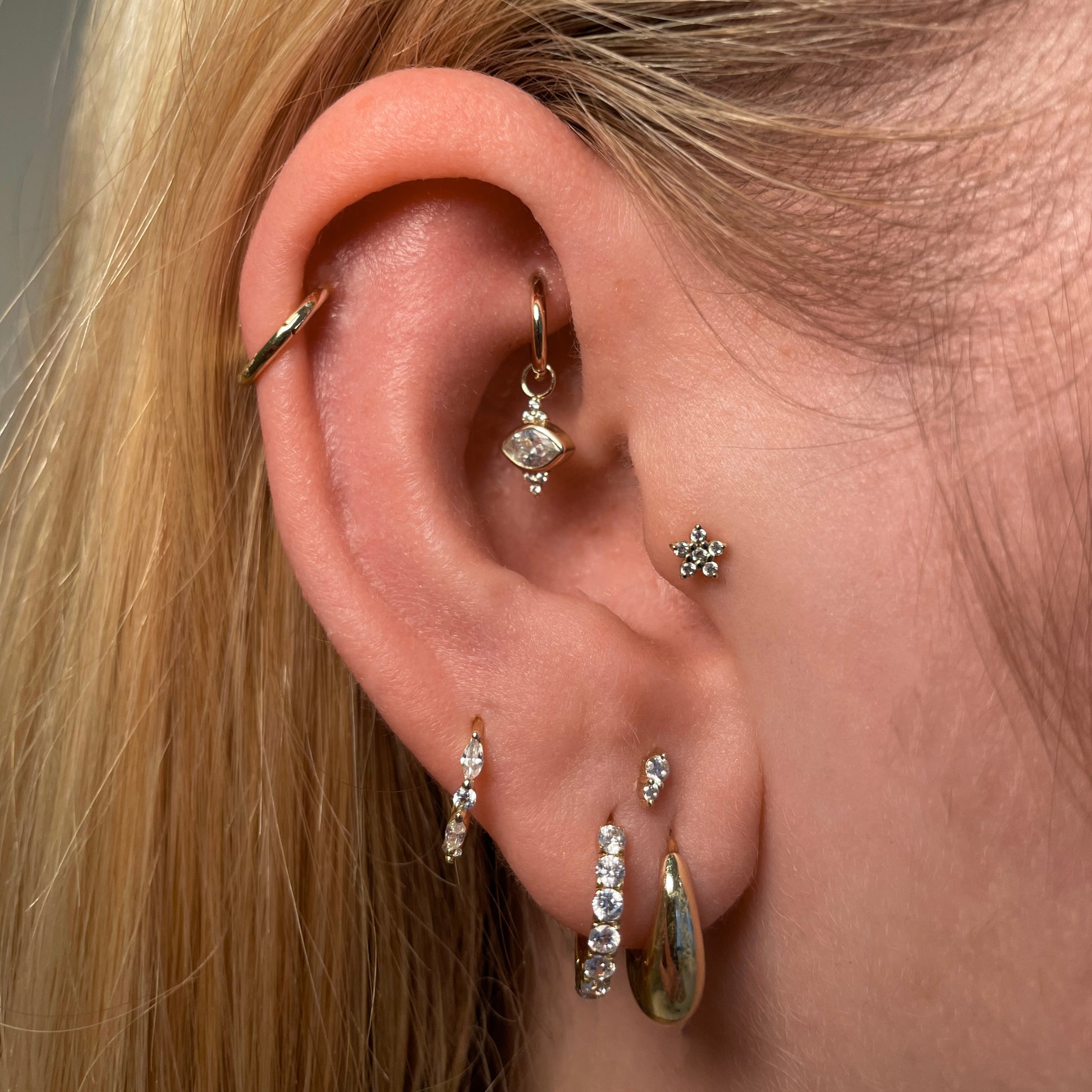 Charmed by Laura Bond - 9k solid yellow gold trio marquise earring charm Chains and Charms Laura Bond Maria Tash astrid miyu
