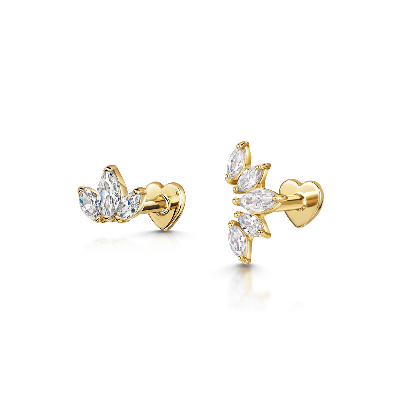 The frosted stacking set - 9k solid yellow gold flat back labret stud earring set