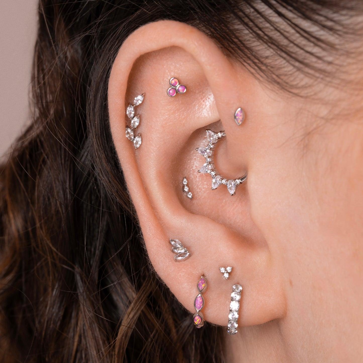 9k solid white gold tiny pixie flat back labret stud earring 6mm Cartilage Studs Laura Bond Maria Tash
