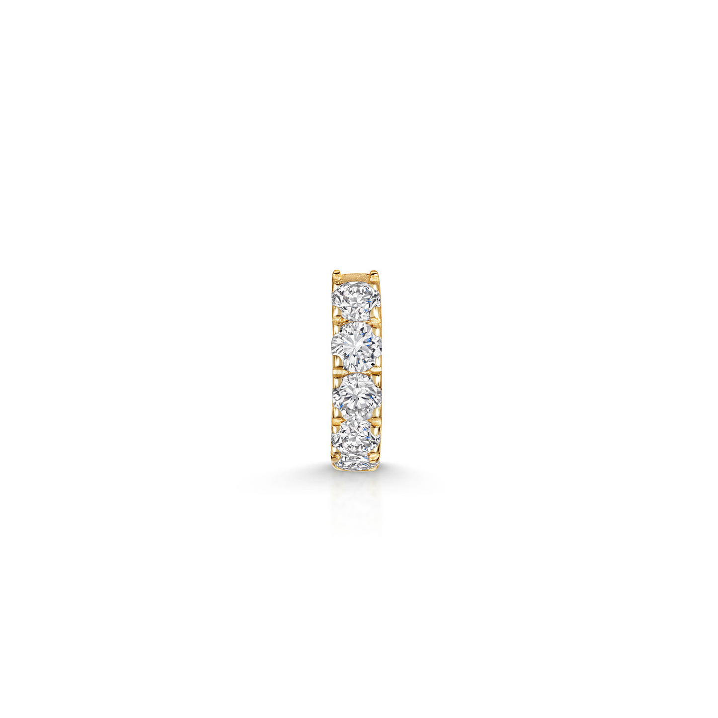 9k solid yellow gold 6mm simple crystal mini huggie earring