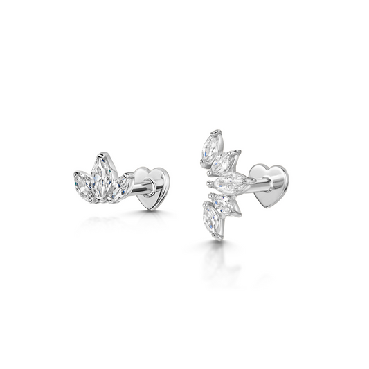 The frosted stacking set - 9k solid white gold flat back labret stud earring set Stacking Sets Laura Bond Maria Tash