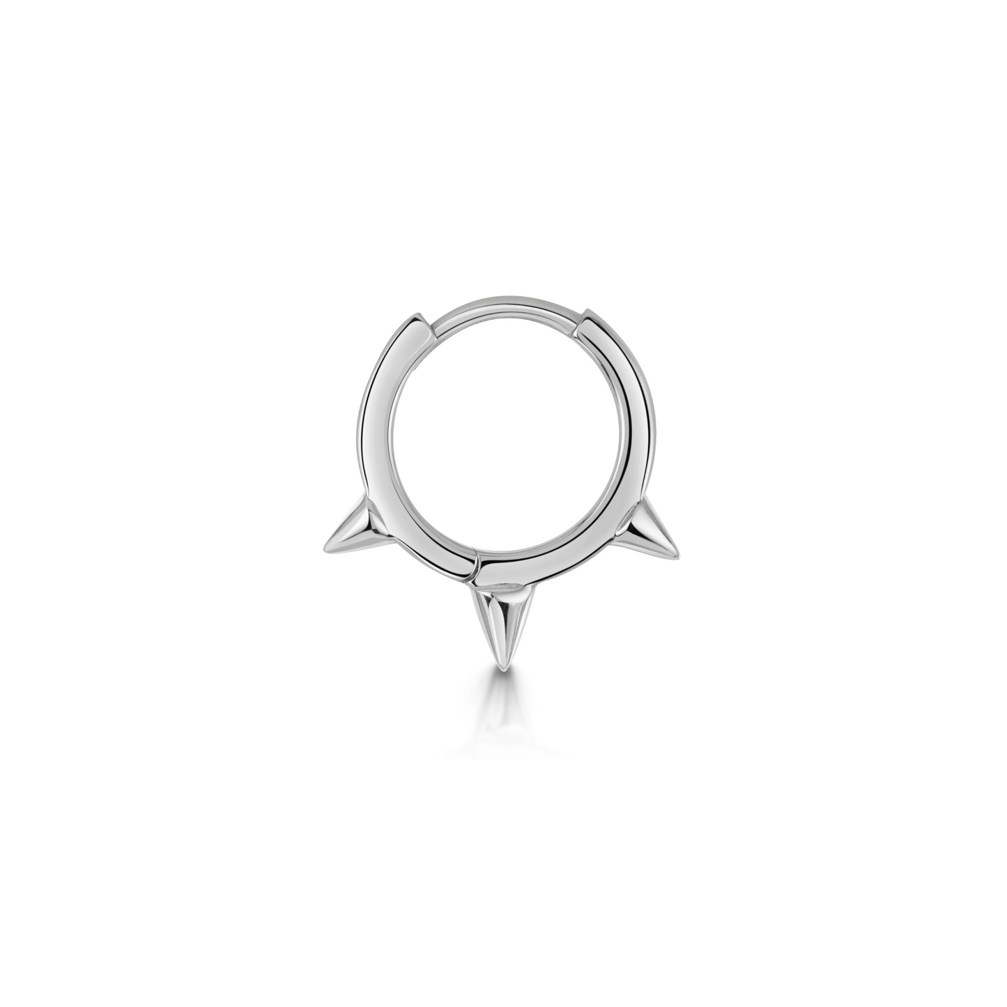 9k solid white gold 8mm plain spike huggie earring