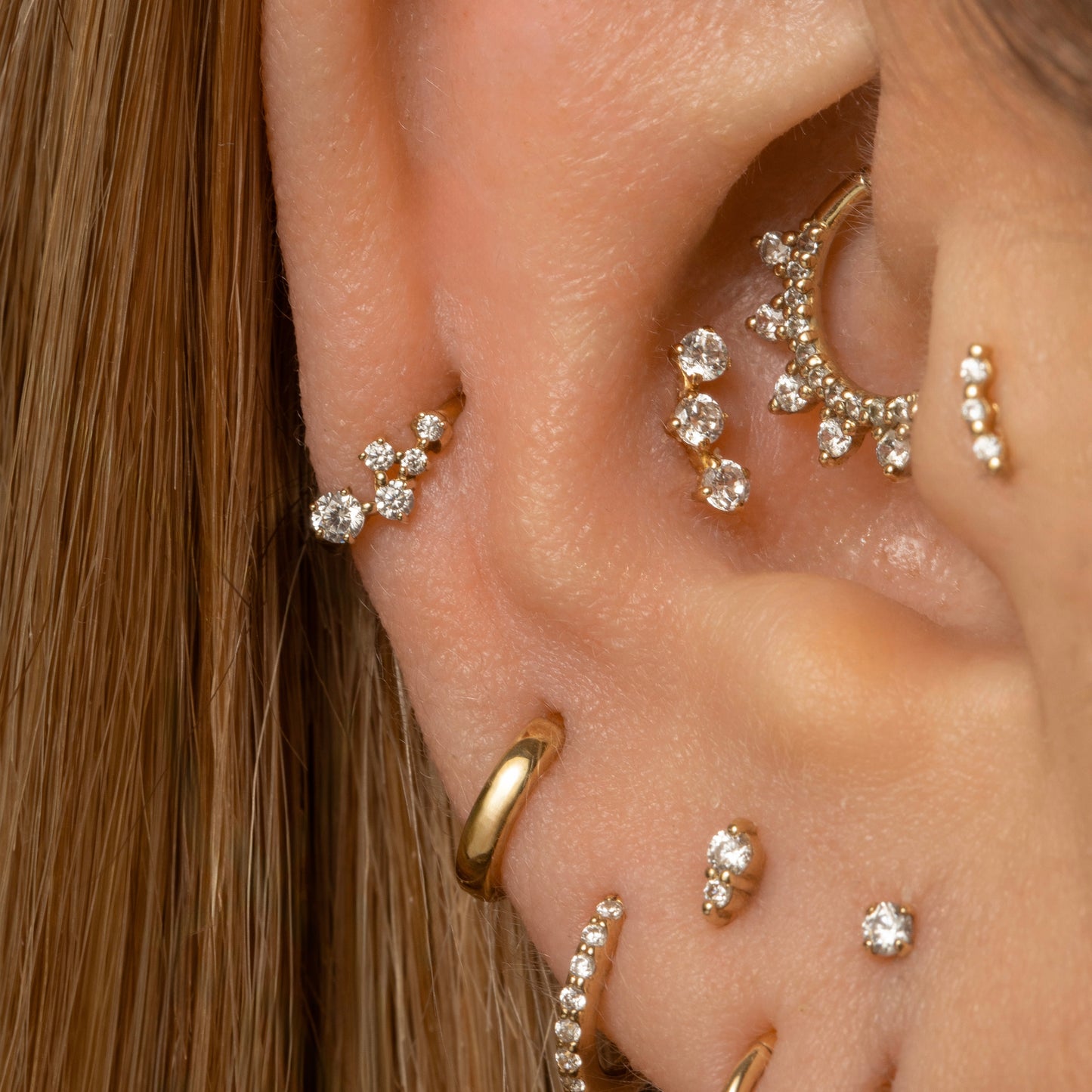 9k solid yellow gold constellation mini huggie earring Huggies and Hoops Laura Bond Maria Tash astrid miyu