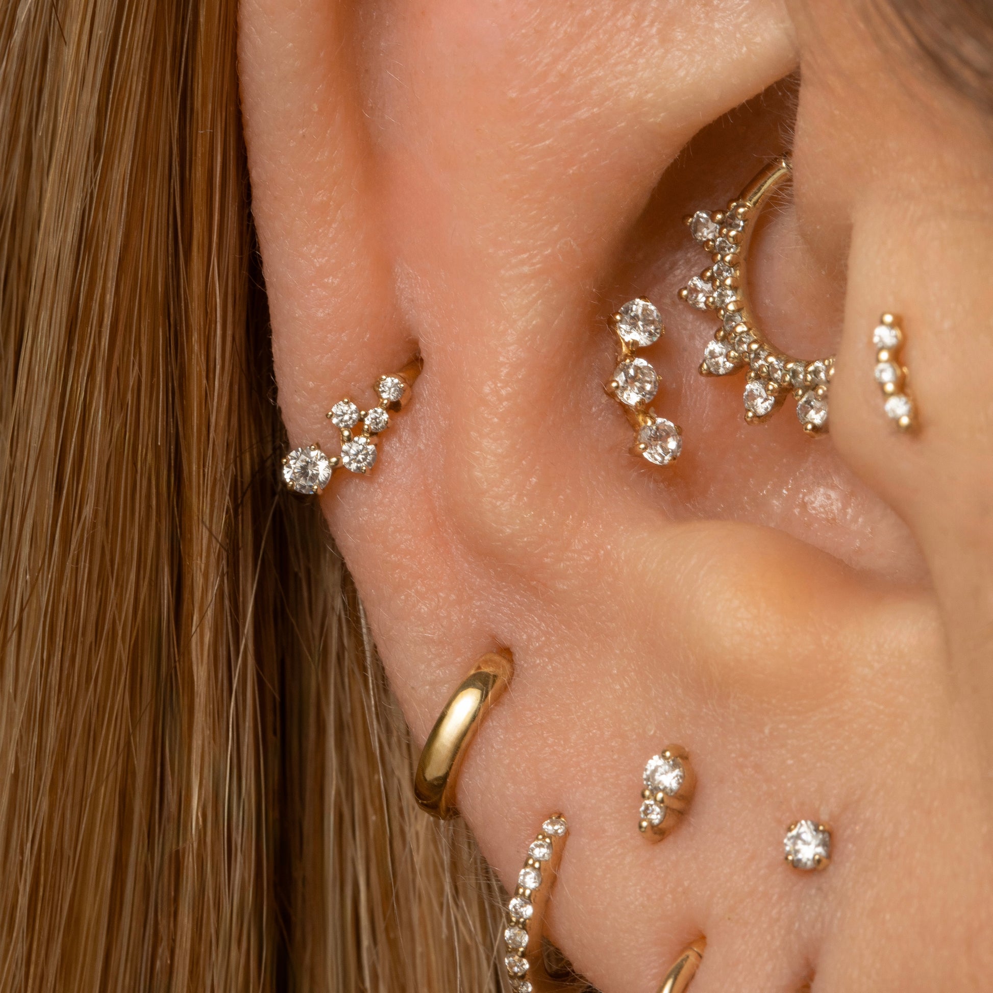 9k solid yellow gold constellation mini huggie earring Huggies and Hoops Laura Bond Maria Tash astrid miyu