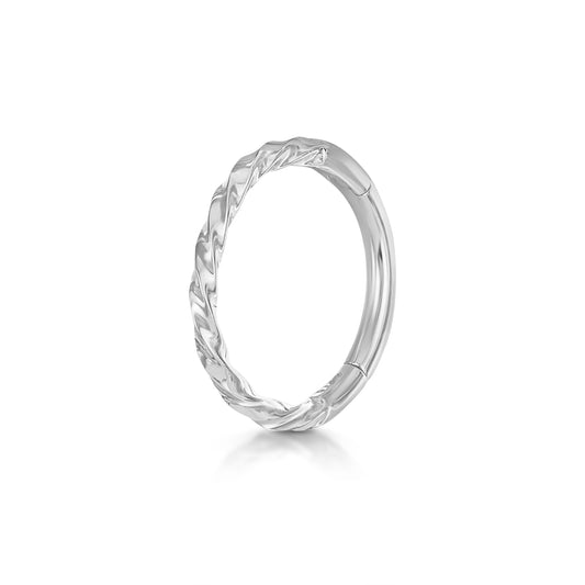 9k solid white gold 8mm 18g twist rope clicker hoop earring Huggies and Hoops Laura Bond Maria Tash