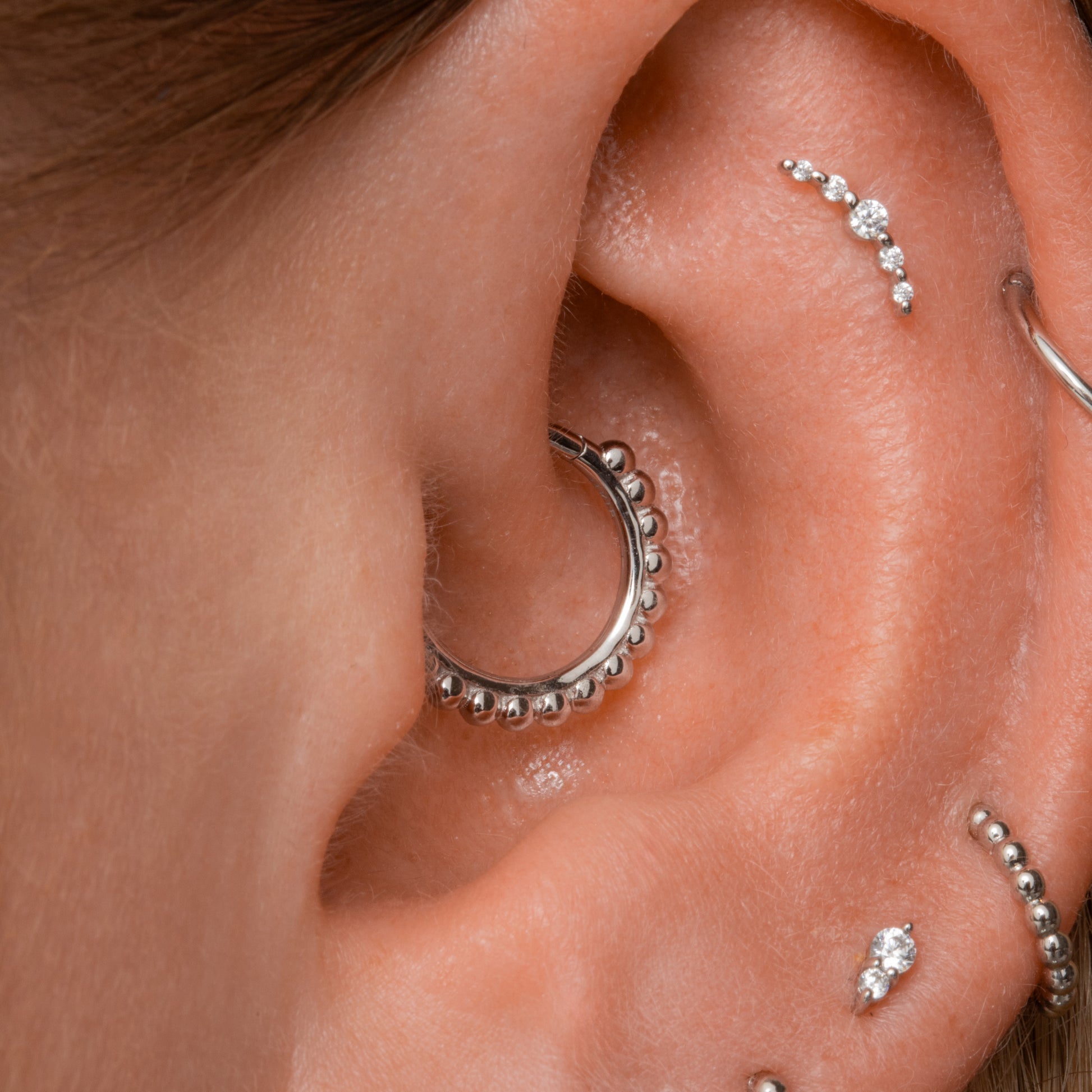 14k solid white gold 9mm Sienna hoop for daith or septum Huggies and Hoops Laura Bond Maria Tash astrid miyu