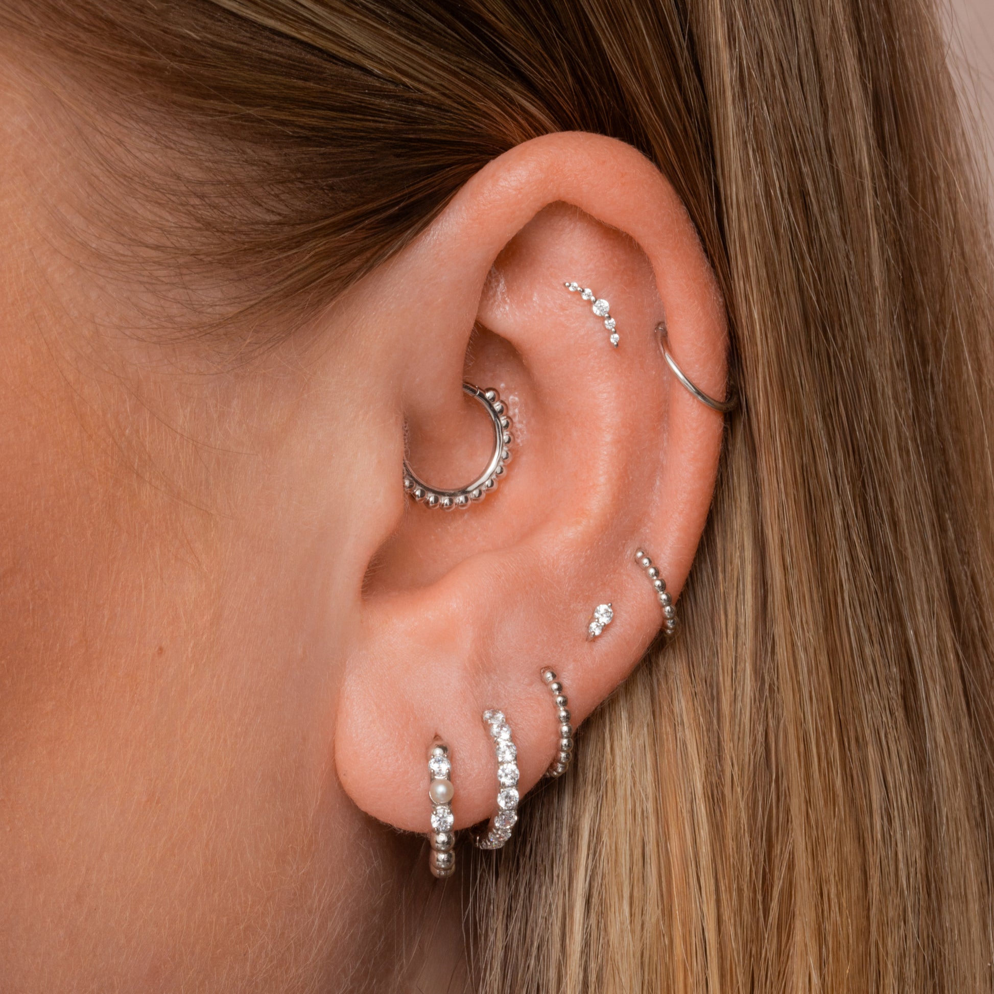 14k solid white gold 9mm Sienna hoop for daith or septum Huggies and Hoops Laura Bond Maria Tash astrid miyu