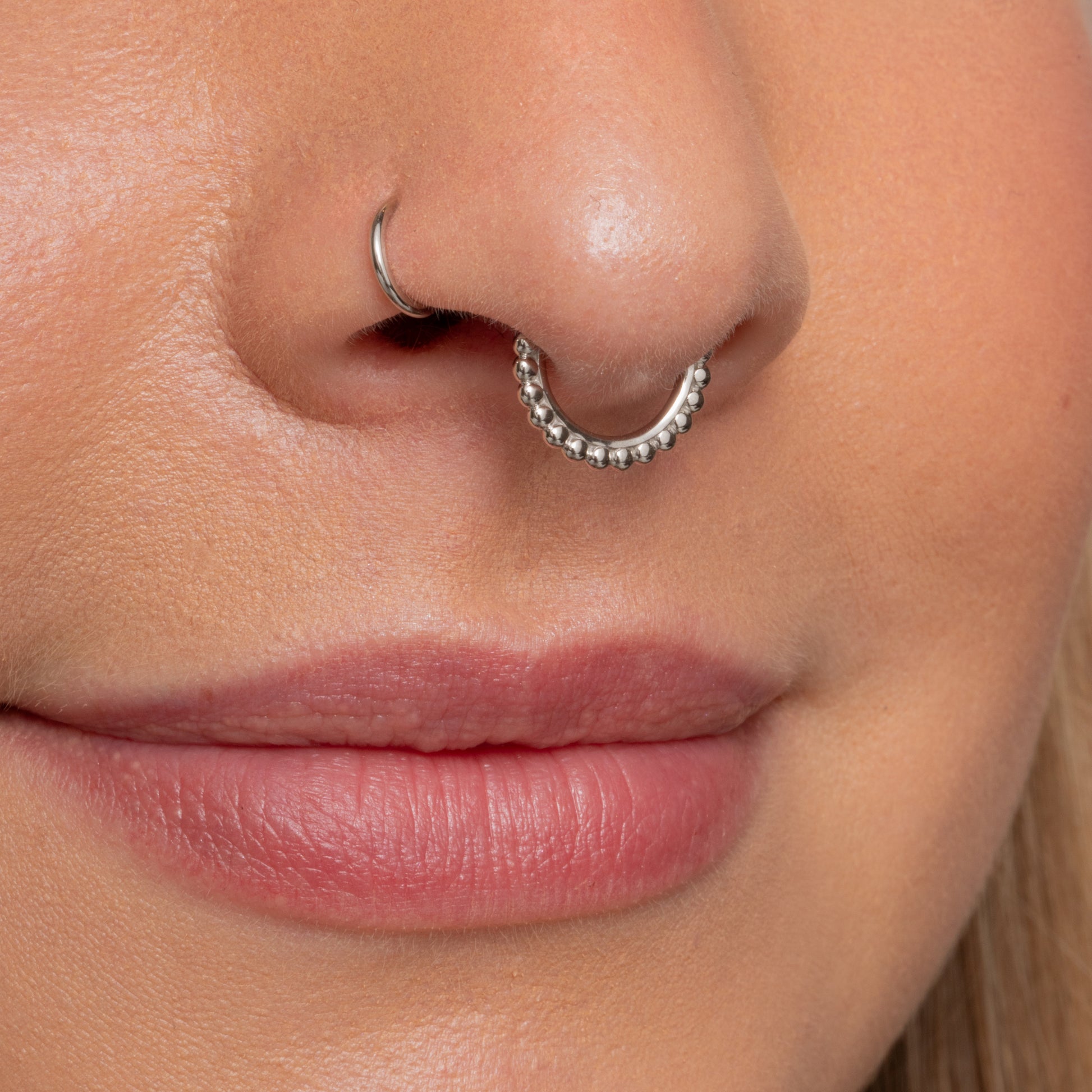 14k solid white gold 9mm Sienna hoop for daith or septum Huggies and Hoops Laura Bond Maria Tash astrid miyu
