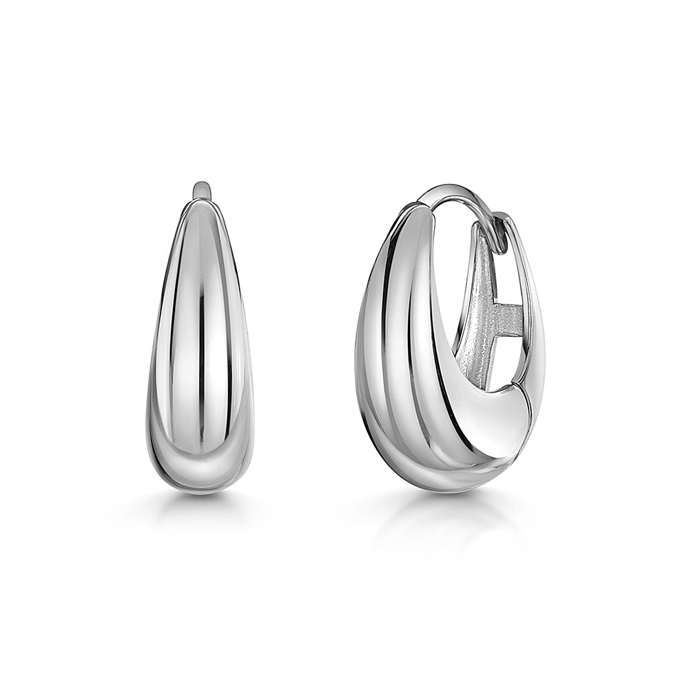 astrid miyu 9k solid white gold Domed huggie earring pair Earring Pairs Laura Bond
