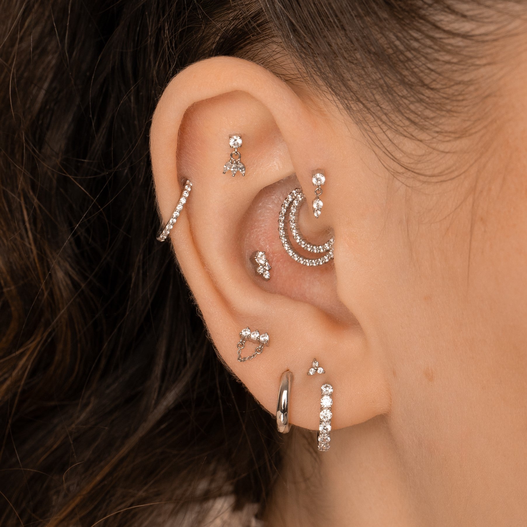 9k solid white gold Drops of Jupiter flat back labret stud earring Cartilage Studs Laura Bond Maria Tash astrid miyu
