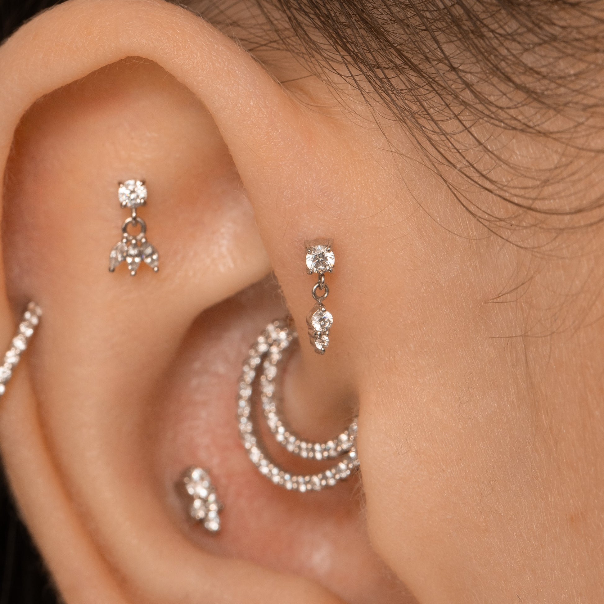 9k solid white gold Drops of Jupiter flat back labret stud earring Cartilage Studs Laura Bond Maria Tash astrid miyu
