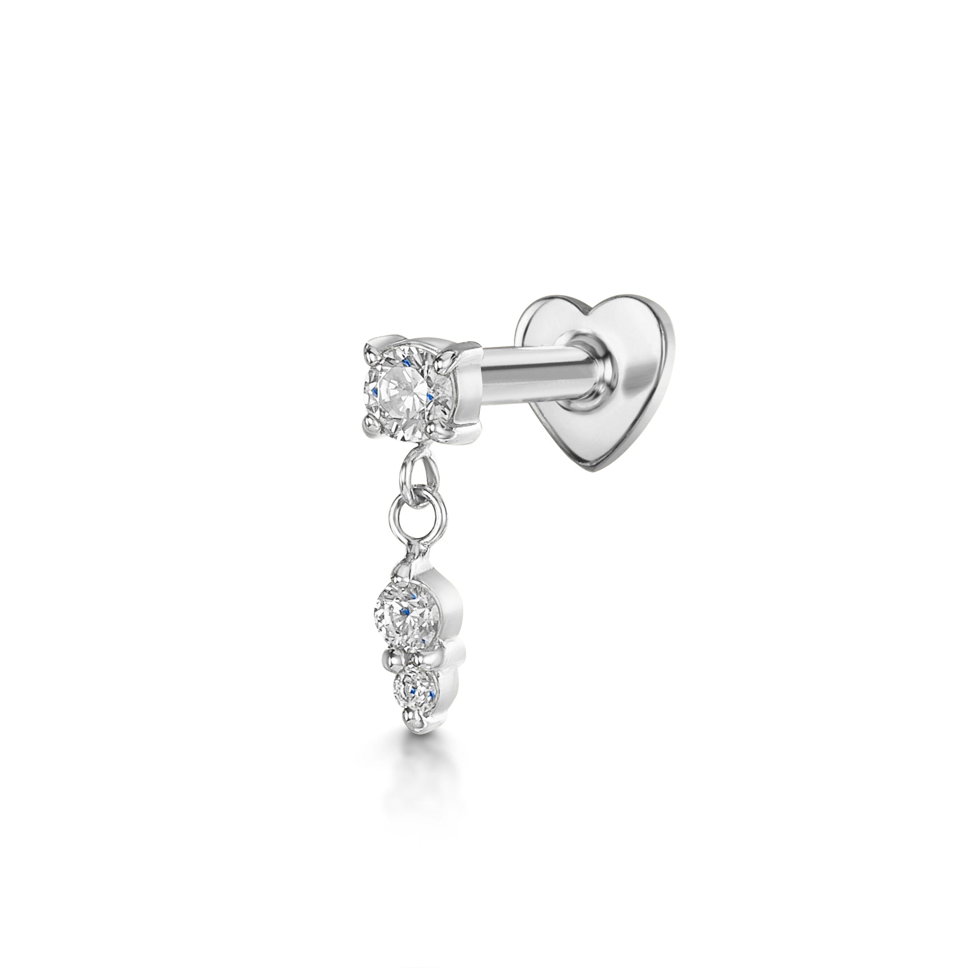 14k solid white gold Drops of Jupiter flat back labret stud earring Cartilage Studs Laura Bond Maria Tash astrid miyu