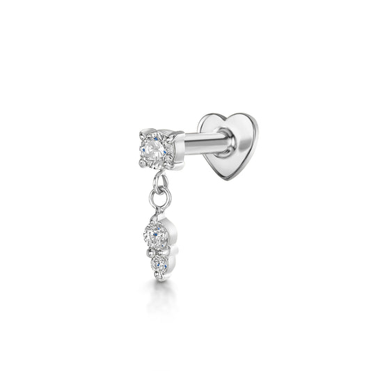 14k solid white gold Drops of Jupiter flat back labret stud earring Cartilage Studs Laura Bond Maria Tash