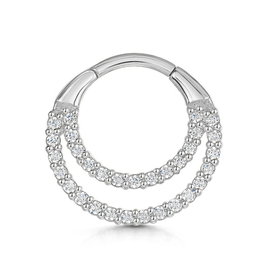 9k solid white gold Echo hoop for daith or septum Huggies and Hoops Laura Bond Maria Tash