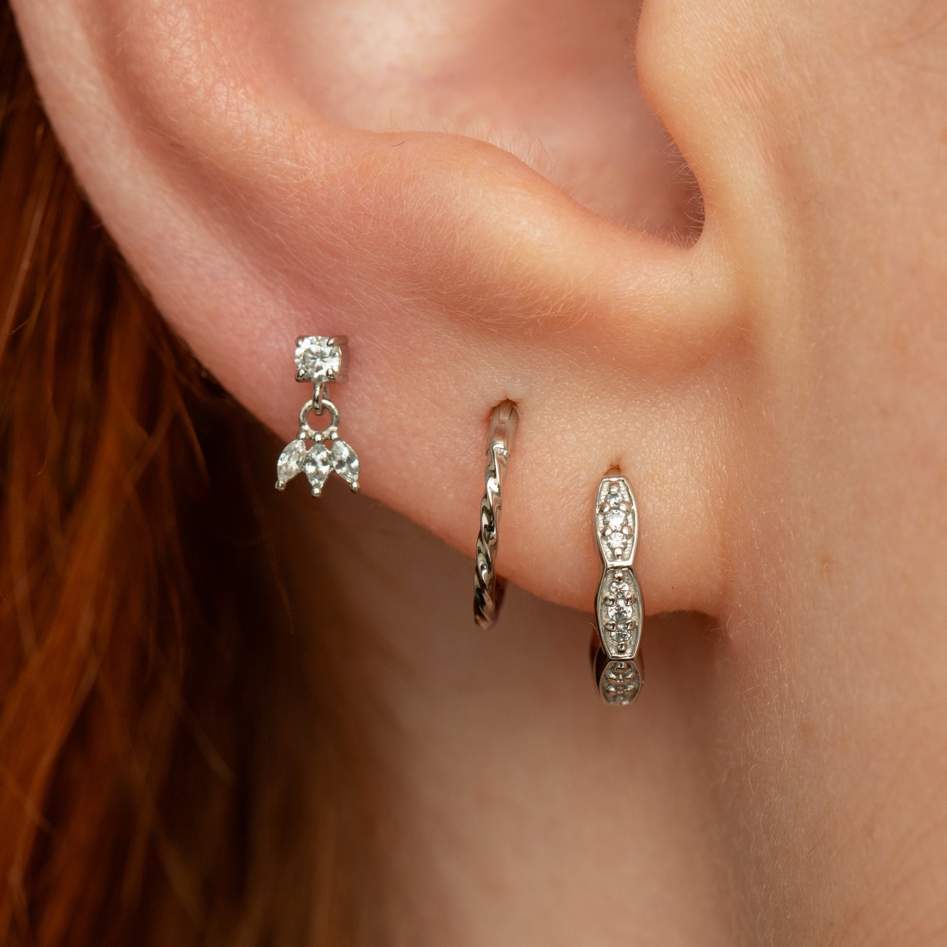 9k solid white gold Evelyn huggie earring 8mm Huggies and Hoops Laura Bond Maria Tash