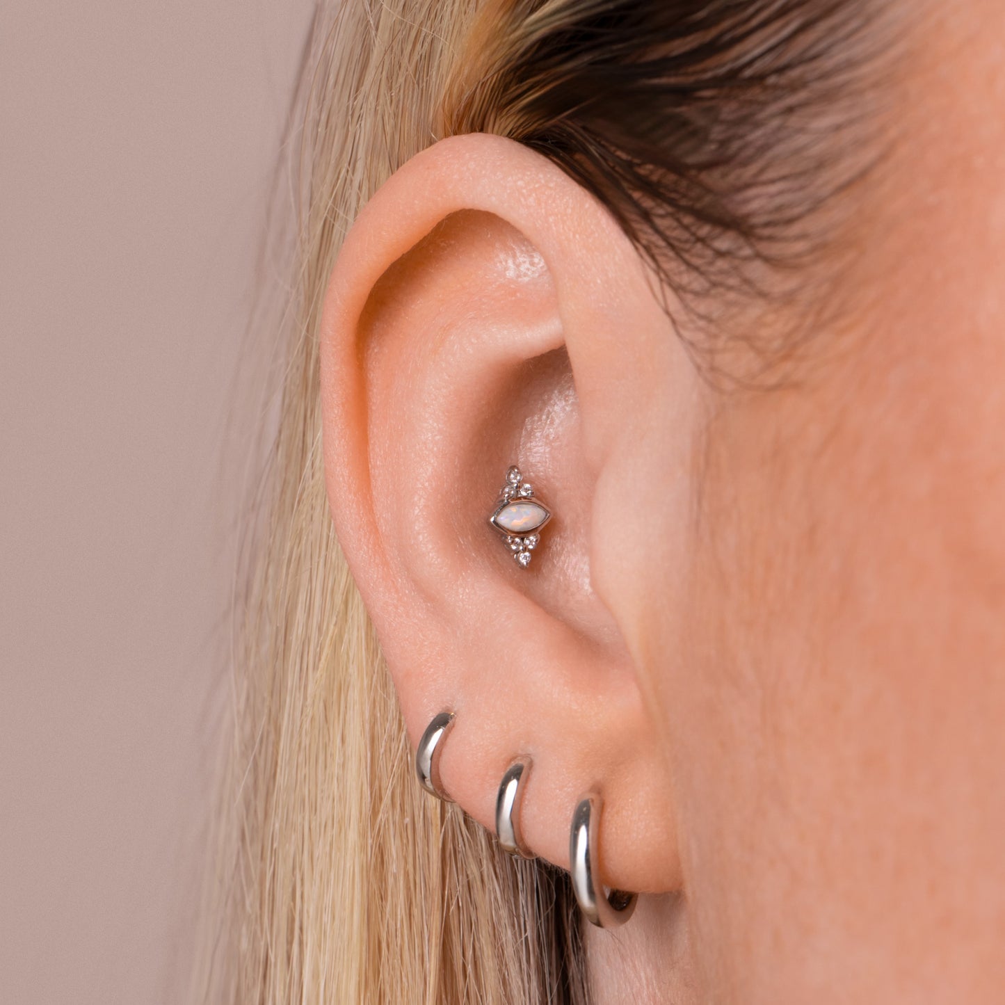 9k solid white gold 5mm simple teeny tiny huggie earring Huggies and Hoops Laura Bond Maria Tash astrid miyu