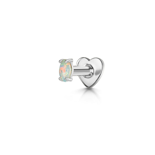 9k solid white gold tiny oval opal flat back labret stud earring Cartilage Studs Laura Bond Maria Tash