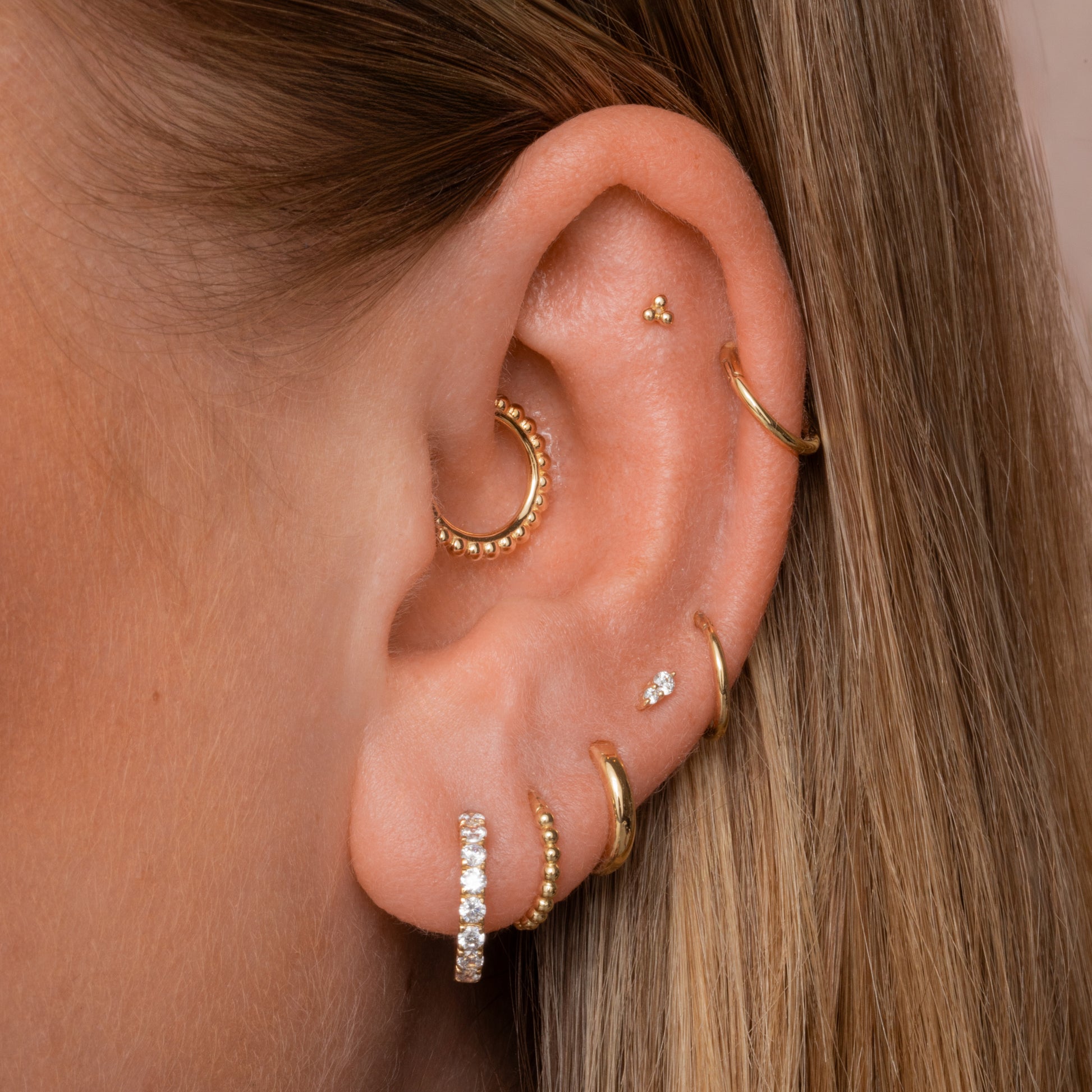 9k solid yellow gold 10mm simple crystal huggie earring Huggies and Hoops Laura Bond Maria Tash