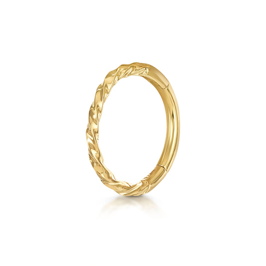 9k solid yellow gold 8mm 18g twist rope clicker hoop earring Huggies and Hoops Laura Bond Maria Tash