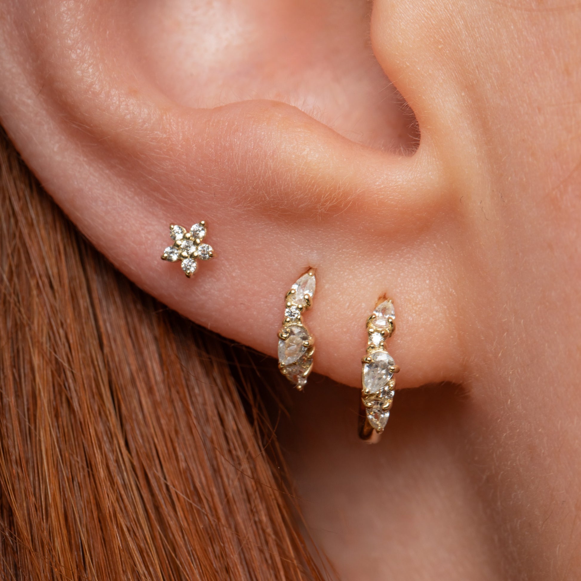 9k solid yellow gold Adella abstract pear huggie earring 6mm Huggies and Hoops Laura Bond Maria Tash astrid miyu
