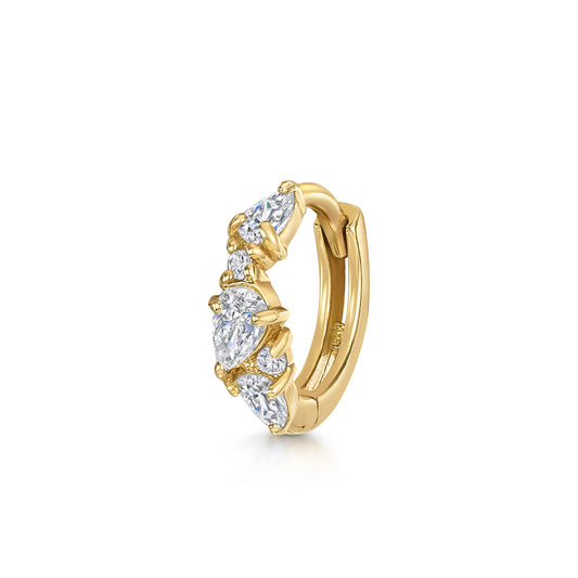 9k solid yellow gold Adella abstract pear huggie earring 6mm Huggies and Hoops Laura Bond Maria Tash astrid miyu