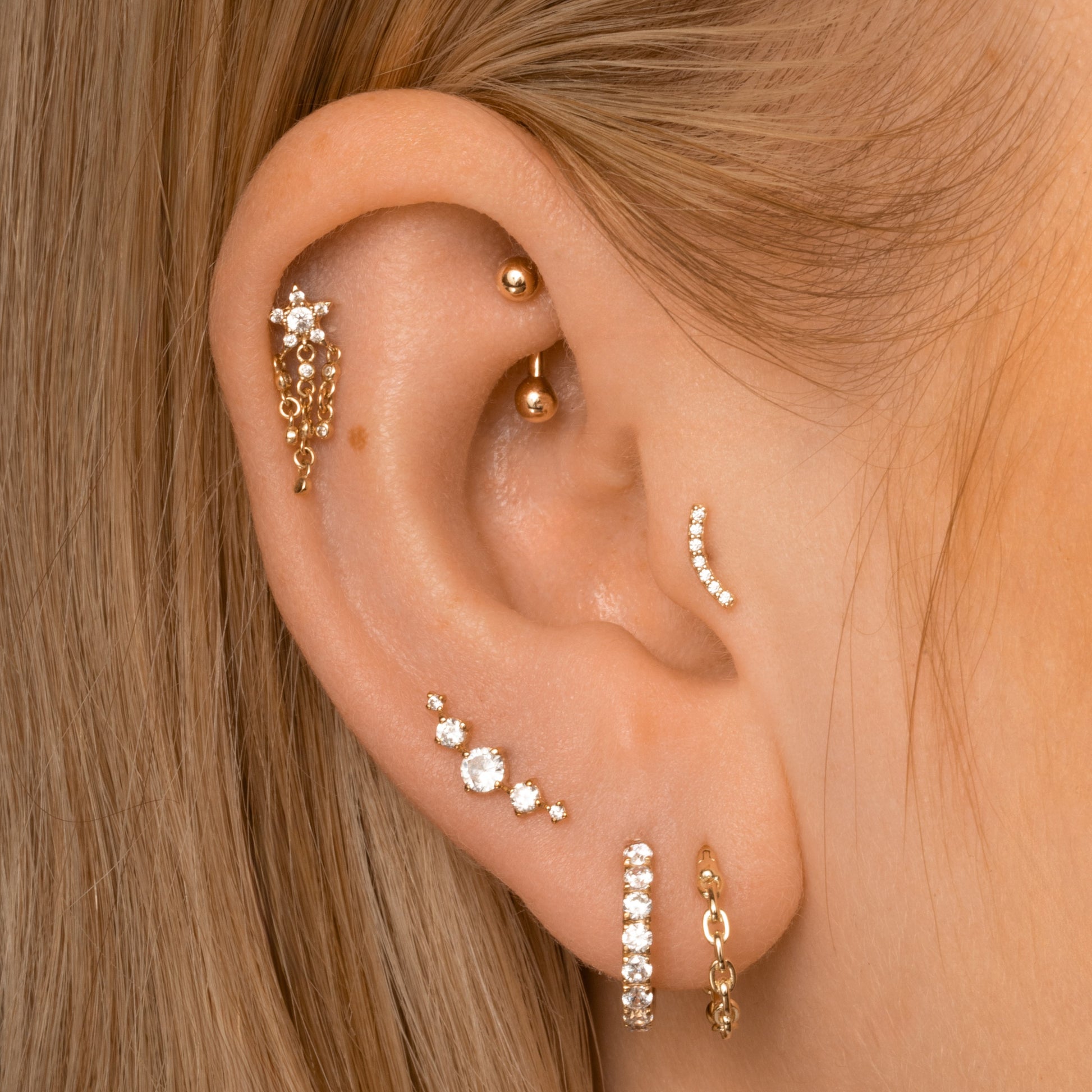 9k solid yellow gold 10mm 18g chain clicker hoop earring pair Huggies and Hoops Laura Bond Maria Tash astrid miyu