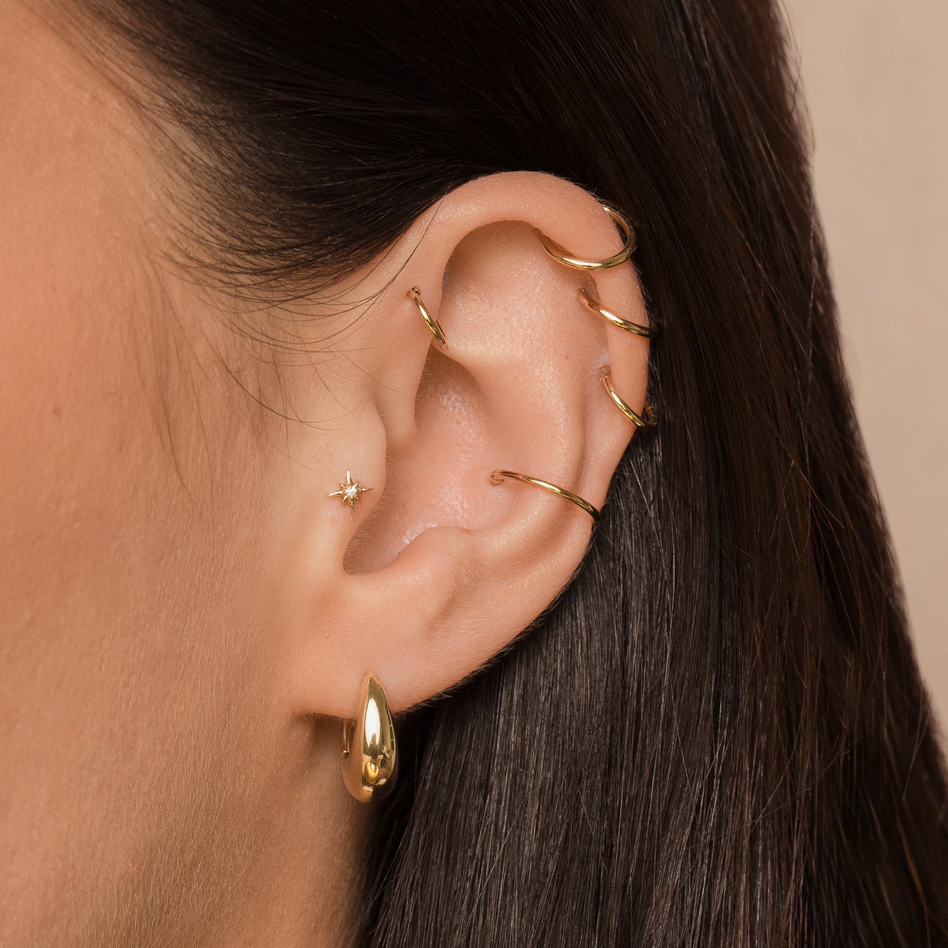 9k solid yellow gold Domed huggie earring pair Earring Pairs Laura Bond Maria Tash astrid miyu