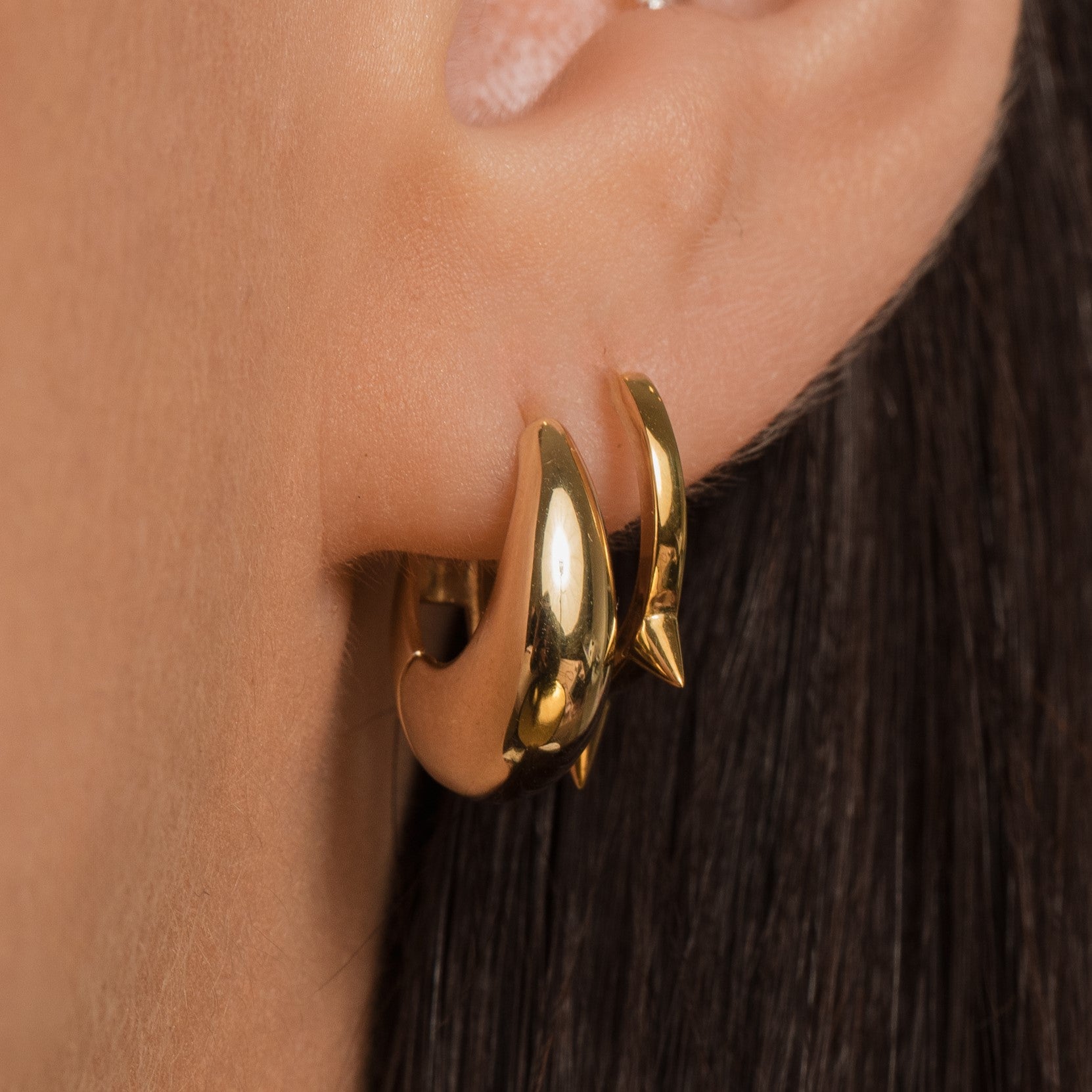 9k solid yellow gold Domed huggie earring pair Earring Pairs Laura Bond Maria Tash astrid miyu