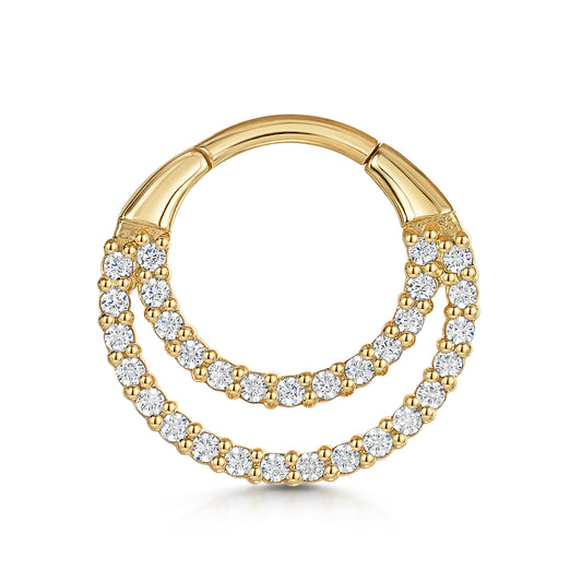 9k solid yellow gold Echo hoop for daith or septum Huggies and Hoops Laura Bond Maria Tash