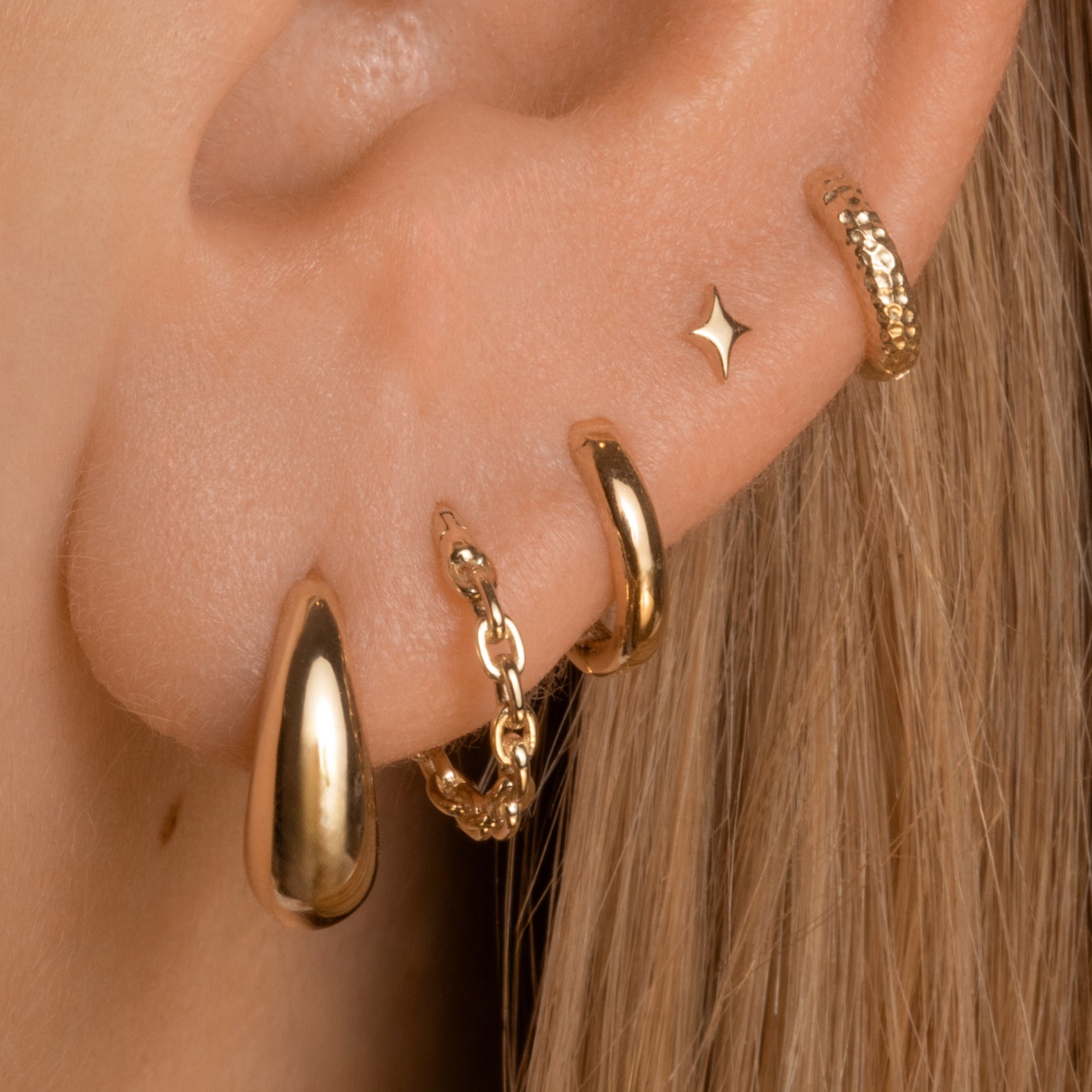 9k solid yellow gold Glimmer flat back labret stud earring 6mm Cartilage Studs Laura Bond Maria Tash